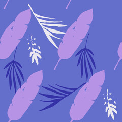 Funky Tropical Vector Seamless Pattern. Painted Floral Background. Elegant Male Shirt Female Dress Texture. 