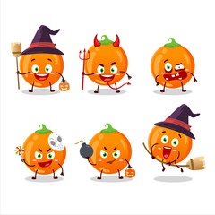 Halloween expression emoticons with cartoon character of halloween orange candy