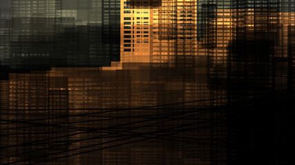 Digital painting of urban city landscape