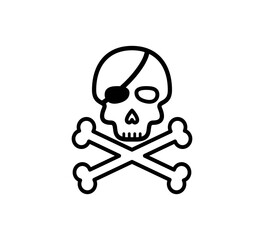 Pirate skull icon vector logo design template