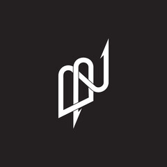 letter mn abstract linked arrow lines logo vector