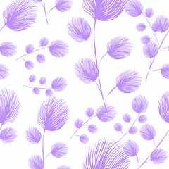 Feather Purple duster design pattern. Vector illustration seamless pattern for fabric, textile, 
