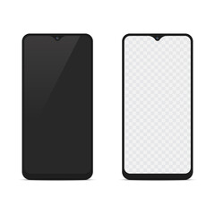 Realistic smartphone mockup with front and back. Vector.