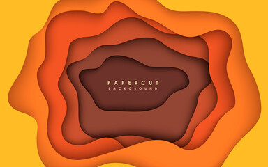 Orange papercut background. Perspective wavy papercut texture .