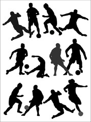 Soccer,football player silhouettes.