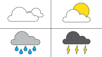 Obraz premium Weather icons with four seasons, Easy edit