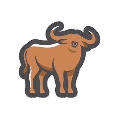 Buffalo. Bull silhouette. Vector icon Cartoon illustration.