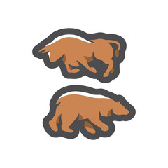 Bear and Bull. Financial exchange Vector Cartoon illustration.