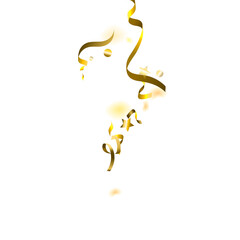 Fototapeta premium Holiday Serpentine. Gold Foil Streamers Ribbons.