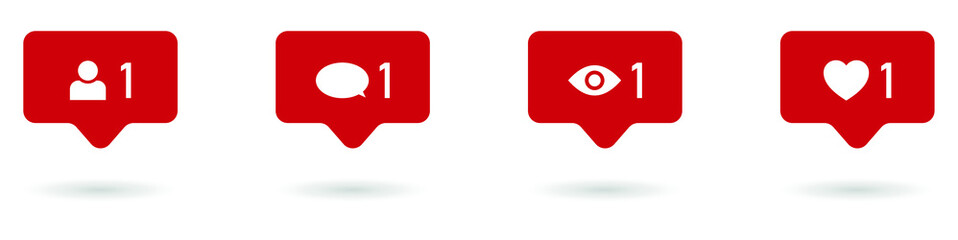 social media notifications icons, Like, comment, follow, seen icon