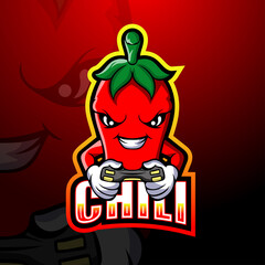Chili gamer mascot esport logo design