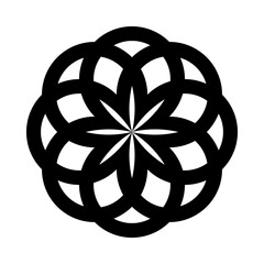 flower round shaped ornament silhouette style icon vector design