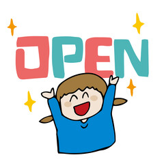 オープンに喜ぶ女性