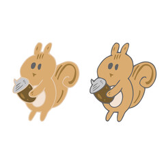 ドングリを持ったリスのイラスト 2パターン