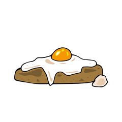 目玉焼きの乗ったハンバーグ(横からみた図)