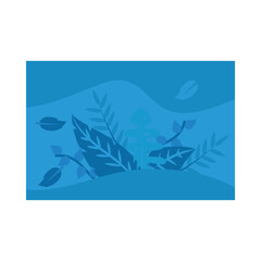 Summer blue banner with leaves vector design