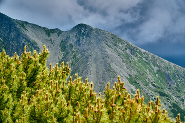 Obraz premium Beautiful panoramic aerial drone view of mountain in National Park High Tatra. northern Slovakia, Europe. Beautiful world.