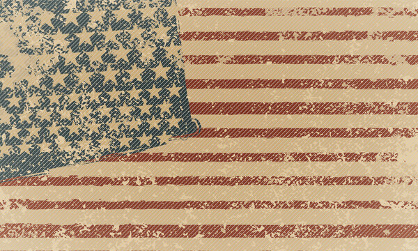 Grunge American flag background  National Day holiday poster vector design.