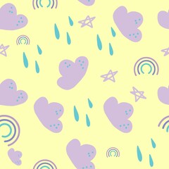 Seamless Pattern with Rainbow Stars