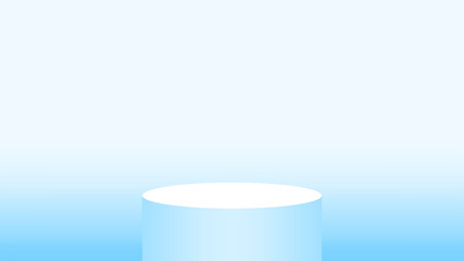 3d pedestal cylinder circle soft blue for cosmetics showcase, podium circle stage blue pastel soft color, platform 1 step for advertising copy space, one podium round for product display