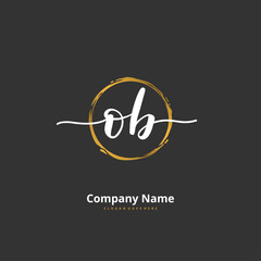 O B OB Initial handwriting and signature logo design with circle. Beautiful design handwritten logo for fashion, team, wedding, luxury logo.