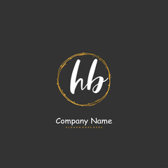 H B HB Initial handwriting and signature logo design with circle. Beautiful design handwritten logo for fashion, team, wedding, luxury logo.