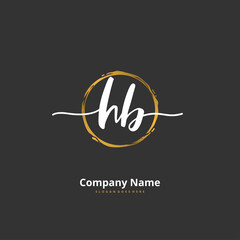 H B HB Initial handwriting and signature logo design with circle. Beautiful design handwritten logo for fashion, team, wedding, luxury logo.