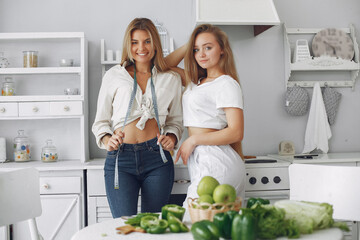 Healthy eating. Dieting and people concept. Blonde with a vegetable.