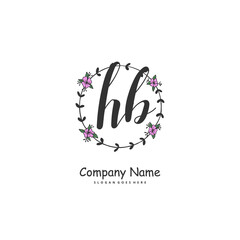 H B HB Initial handwriting and signature logo design with circle. Beautiful design handwritten logo for fashion, team, wedding, luxury logo.