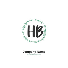 H B HB Initial handwriting and signature logo design with circle. Beautiful design handwritten logo for fashion, team, wedding, luxury logo.