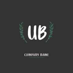 U B UB Initial handwriting and signature logo design with circle. Beautiful design handwritten logo for fashion, team, wedding, luxury logo.