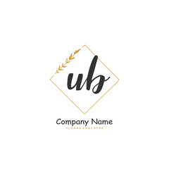 U B UB Initial handwriting and signature logo design with circle. Beautiful design handwritten logo for fashion, team, wedding, luxury logo.