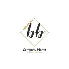 B BB Initial handwriting and signature logo design with circle. Beautiful design handwritten logo for fashion, team, wedding, luxury logo.