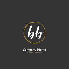 B BB Initial handwriting and signature logo design with circle. Beautiful design handwritten logo for fashion, team, wedding, luxury logo.