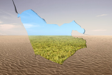 The difference from drought ground and fertile soil on the field