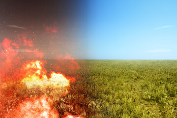 The difference between burning ground and fertile soil on the field