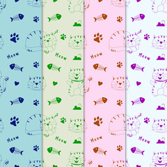 Fototapeta na wymiar seamless pattern with hearts and cats