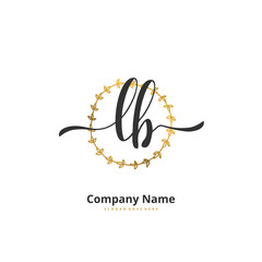 L B LB Initial handwriting and signature logo design with circle. Beautiful design handwritten logo for fashion, team, wedding, luxury logo.