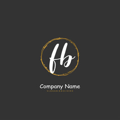 Fototapeta premium F B FB Initial handwriting and signature logo design with circle. Beautiful design handwritten logo for fashion, team, wedding, luxury logo.