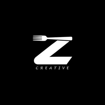 Fork concept simple flat Z letter logo design