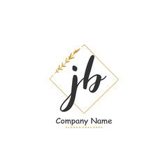 J B JB Initial handwriting and signature logo design with circle. Beautiful design handwritten logo for fashion, team, wedding, luxury logo.