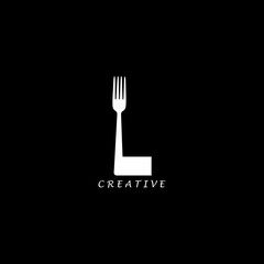 Fork concept simple flat L letter logo design