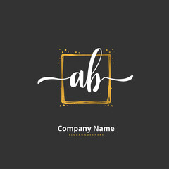 A B AB Initial handwriting and signature logo design with circle. Beautiful design handwritten logo for fashion, team, wedding, luxury logo.