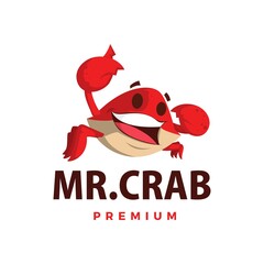 crab thumb up mascot character logo vector icon illustration