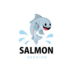 salmon thumb up mascot character logo vector icon illustration