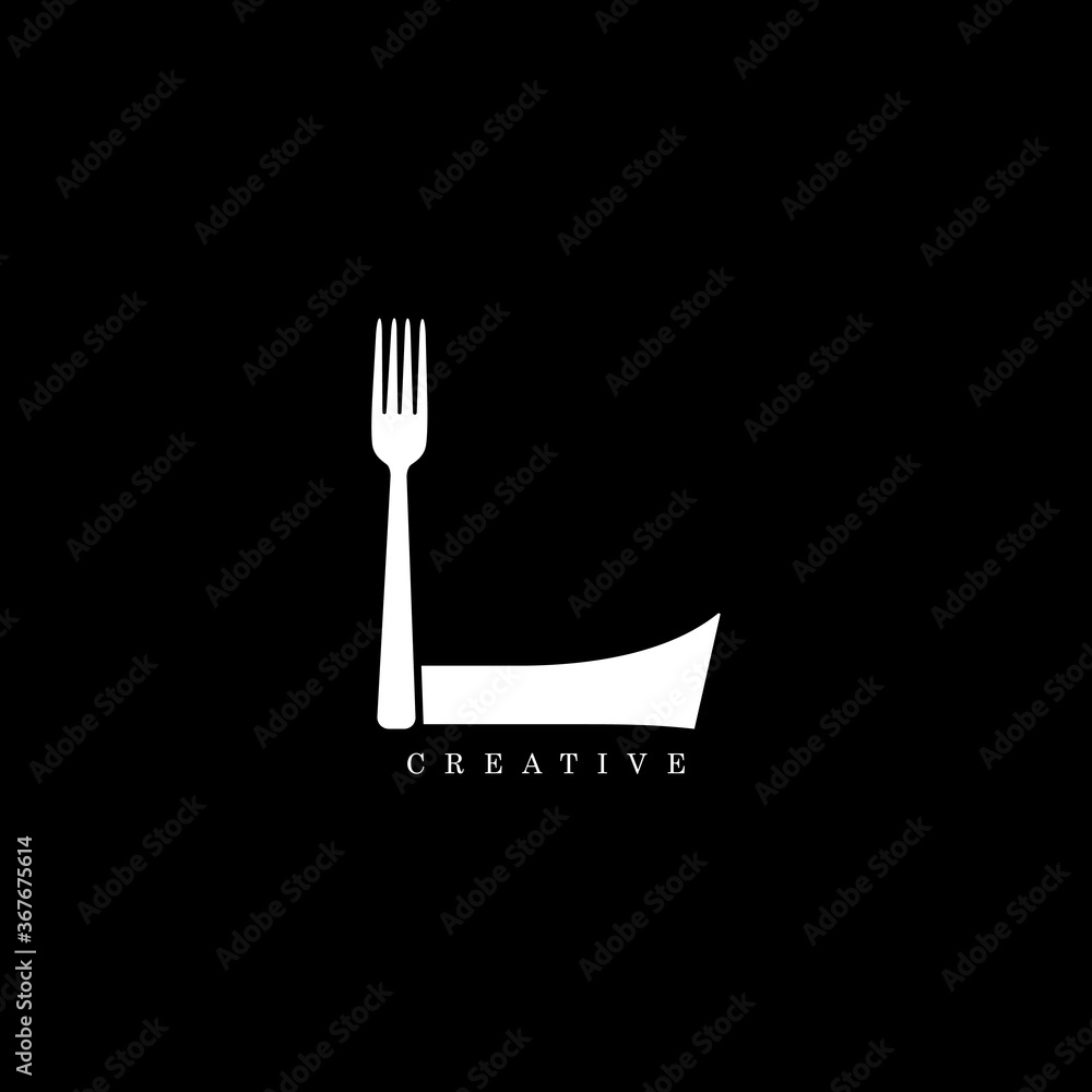 Wall mural fork concept simple flat l letter logo design