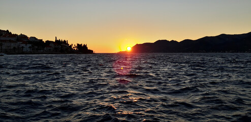 Fototapeta na wymiar Sunset At Adriatic Sea Croatia
