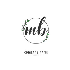 M B MB Initial handwriting and signature logo design with circle. Beautiful design handwritten logo for fashion, team, wedding, luxury logo.