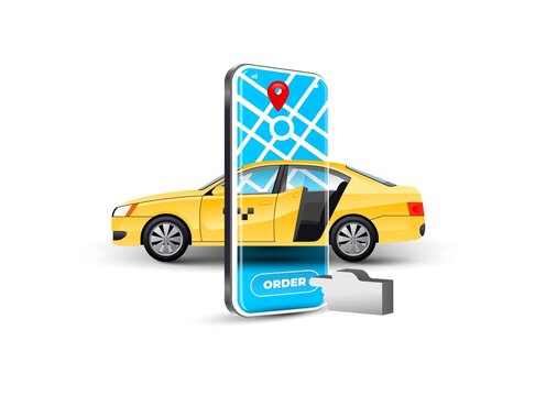 Taxi Order Service Smartphone Display Illustration