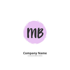 M B MB Initial handwriting and signature logo design with circle. Beautiful design handwritten logo for fashion, team, wedding, luxury logo.